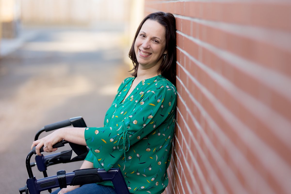 scorebecca's tweet photo. I don't hide my disability, but I also don't flaunt it. So it's a big deal that I did a photo shoot highlighting my mobility aids recently. #thisisms #babeswithmobilityaids https://t.co/xv2287Bve3