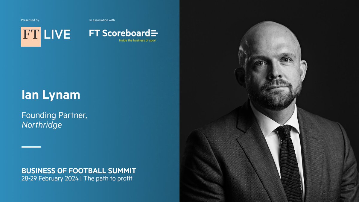 Northridge partner <a href="/ianlynam/">Ian Lynam</a> will be speaking at <a href="/ftlive/">Financial Times Live</a> on 29 February on 'The M&amp;A environment for football - Will we see more deals at even higher valuations?' alongside Northridge client Michele Kang and others 

businessoffootball.live.ft.com

#FTFootball