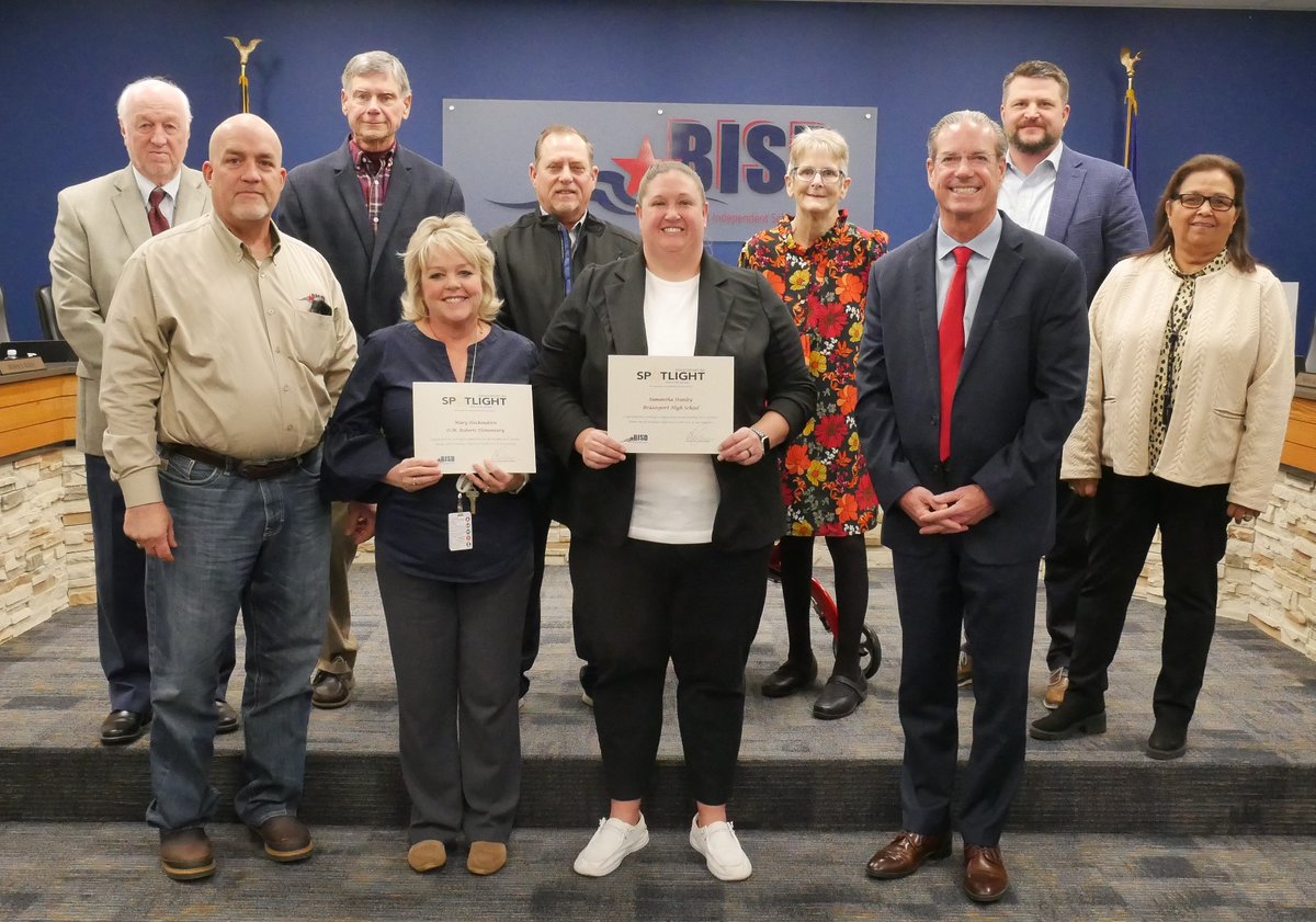 The Board recognized the February Spotlight Educators at the meeting last night. Congratulations Samantha Stanley, Brazosport and Mary Heckendorn, Roberts. We are proud you are part of the BISD family! brazosportisd.net/news/what_s_ne… #BISDfamily #BISDpride