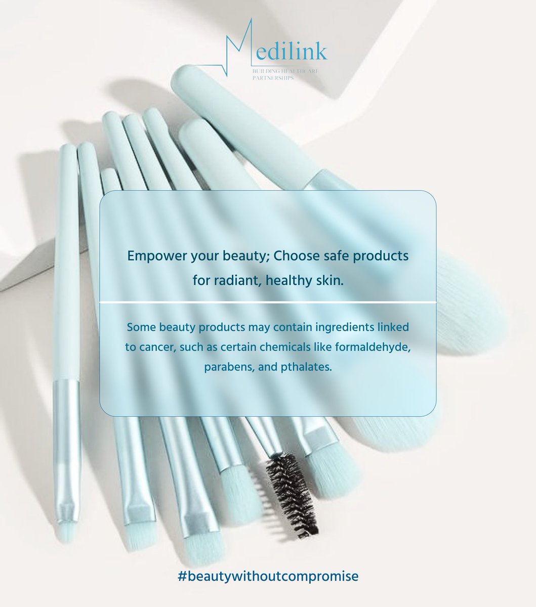 MedilinkN's tweet photo. It's essential to exercise caution when selecting beauty products to mitigate cancer risks. Check phthalates, and formaldehyde, which may contribute to cancer development. Opt for products with natural, non-toxic ingredients. https://t.co/tKG1RJRx0s