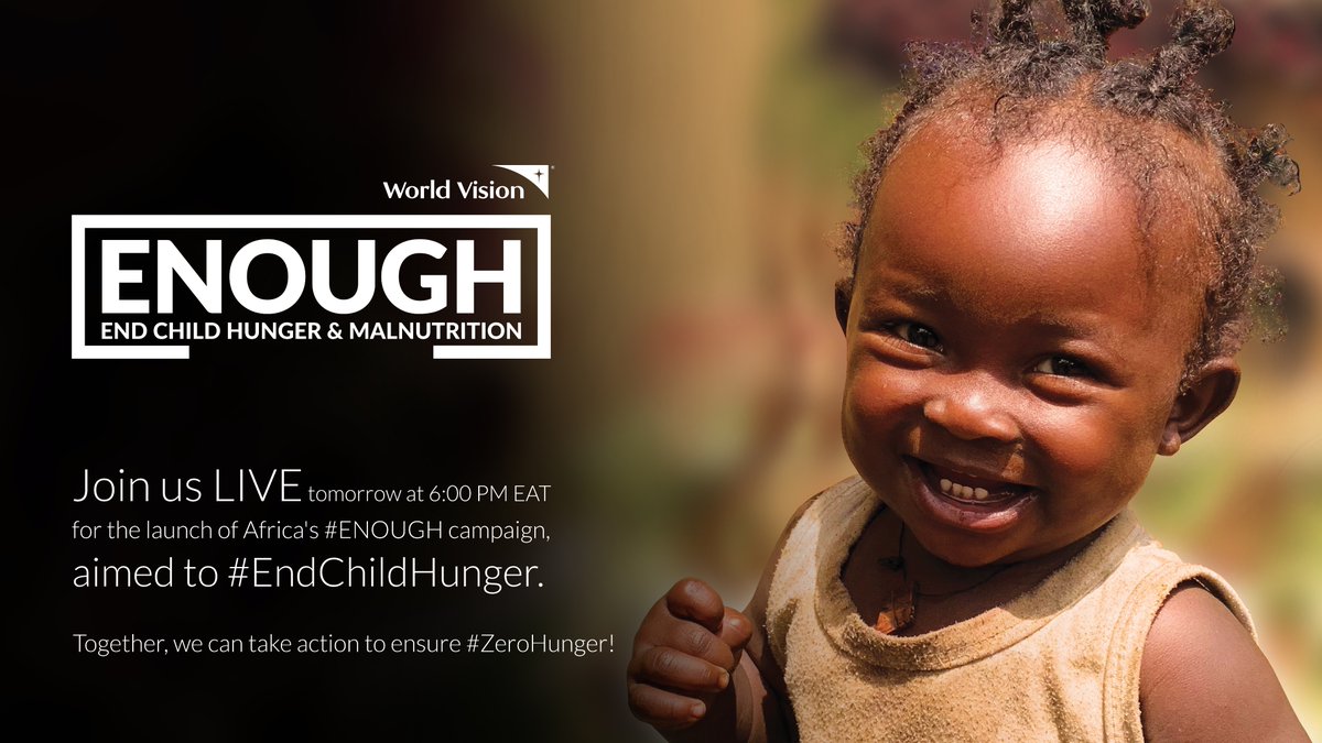 Join us tomorrow as we launch Africa’s #ENOUGH campaign that aims to #EndChildHunger. Let’s join hands and take action to ensure #ZeroHunger and priorities #ChildNutrition. Together, let's build a healthier future.

Tune in:👉bit.ly/3SOgR9D

#TogetherWeCan #Africa