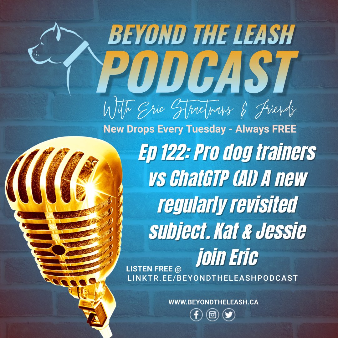 #BeyondTheLeash #Podcast
🎧 Ep 122: Pro dog trainers vs #ChatGTP #AI A new regularly revisited subject. Kat &amp; Jessie join Eric.
<a href="/BeyondTheLeash/">Beyond The Leash Podcast</a>
⭐️SPONSOR⭐️
@bigcountryraw
#dogsoftwitter #dogtrainer #k9training #dogs #dogtrainingpodcast 
<a href="/btl_training/">Beyond The Leash K9 Training</a>