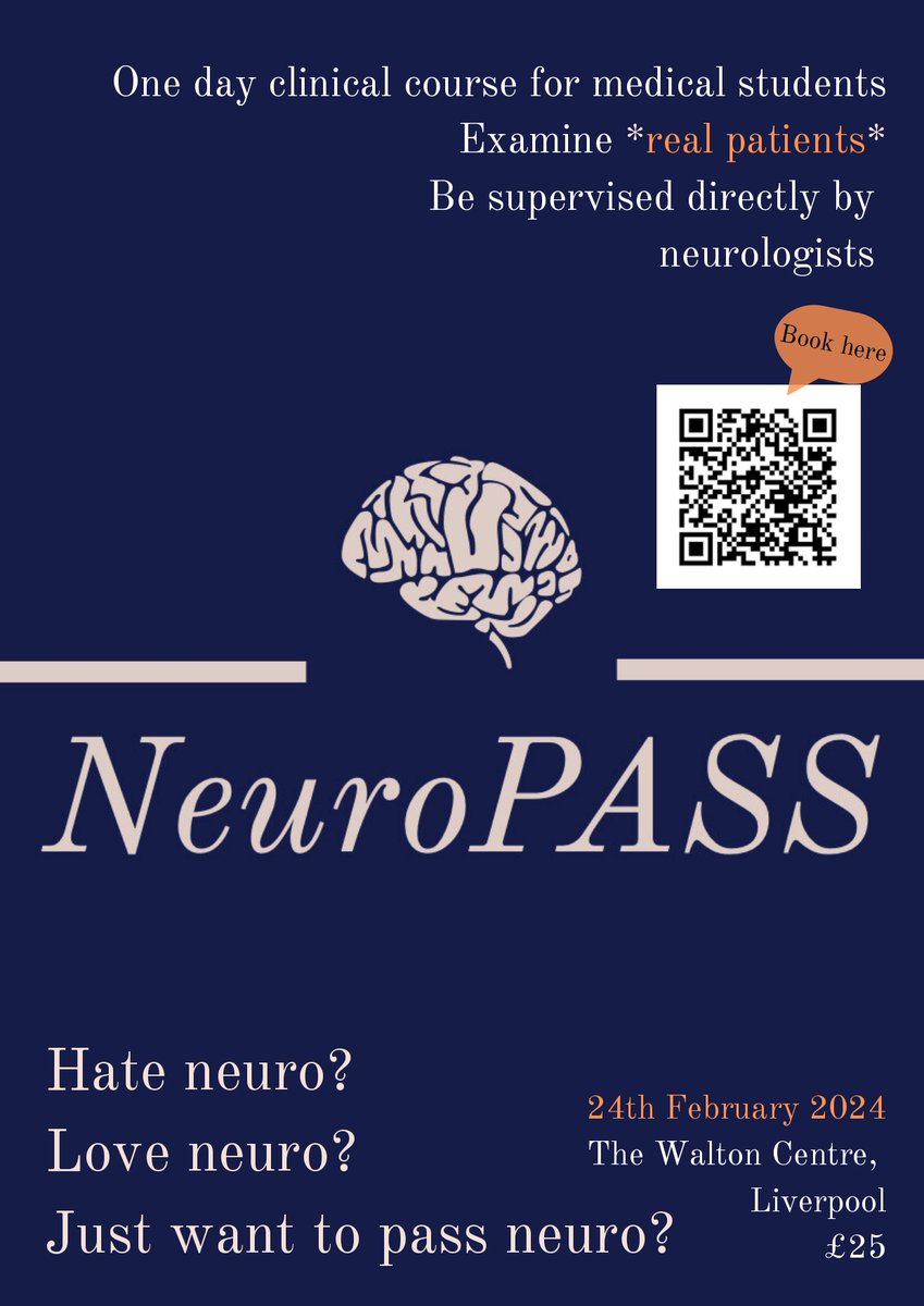 Attention #medical #neurology #students‼️ NeuroPASS Course🗓 24/02/24 Intensive 1-day national #clinical course taught by #specialist #neurologists to help #medicalstudents gain the knowledge & confidence to pass finals More info & register your place➡️ liverpool.ac.uk/neurosciences-…