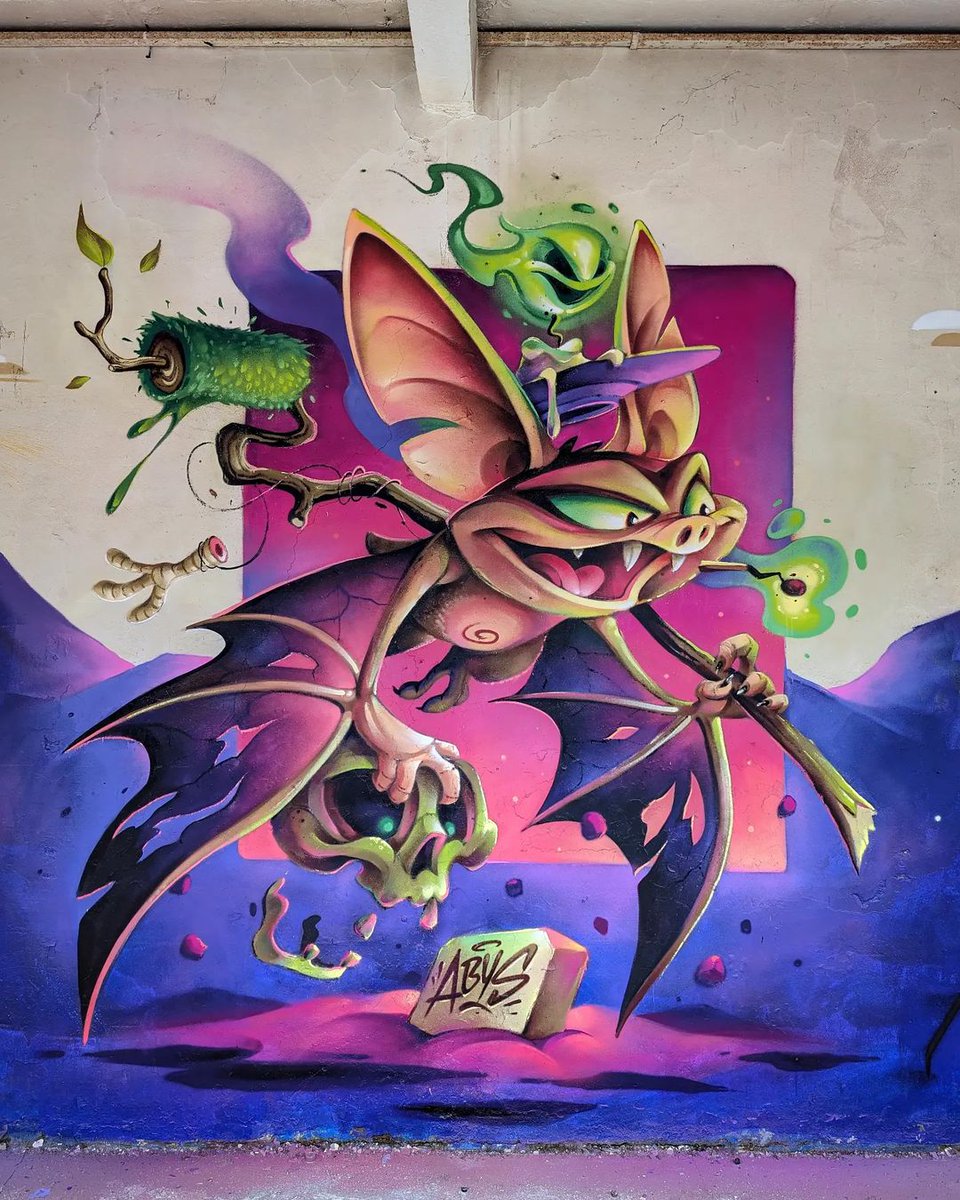 @Abys_Osmoz  🩷🦇💚 
#abys #loopcolors #bat #candle #skull #grave #astrofat #astrofatshop #graffiti #streetart #urbanart #spray #spraypaint #sprayart