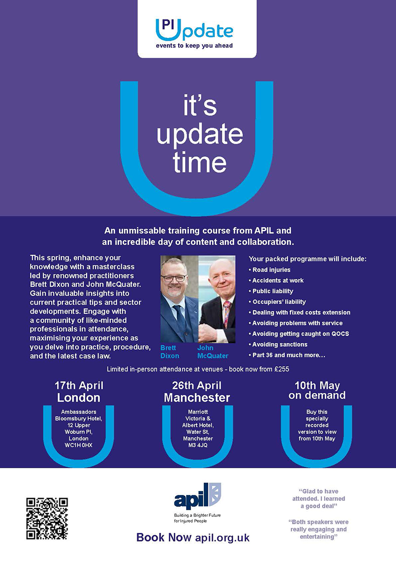 This spring, enhance your knowledge with a masterclass, led by renowned practitioners @BNDUK & @JohnMcQuater. Gain invaluable insights into current practical tips and sector developments as you delve into practice, procedure, and the latest case law. apil.org.uk/training/perso…