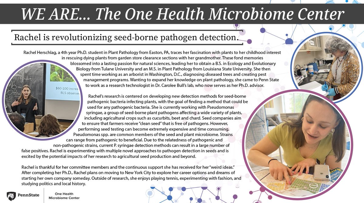 This week, we are featuring @rachelherschlag, a Ph.D. Candidate in @Buckhout_Bull's lab. Rachel is revolutionizing seed-borne pathogen detection!🧫🌱🦠