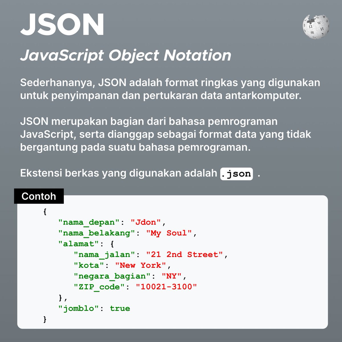 idwiki's tweet photo. Ini adalah informasi mengenai JSON. Kalau JDON? My soul. 👍