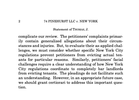 NEW <a href="/CityLimitsNews/">City Limits</a>: The U.S. Supreme Court has *denied* cert in two outstanding challenges to rent stabilization in NY: supremecourt.gov/orders/courtor…
