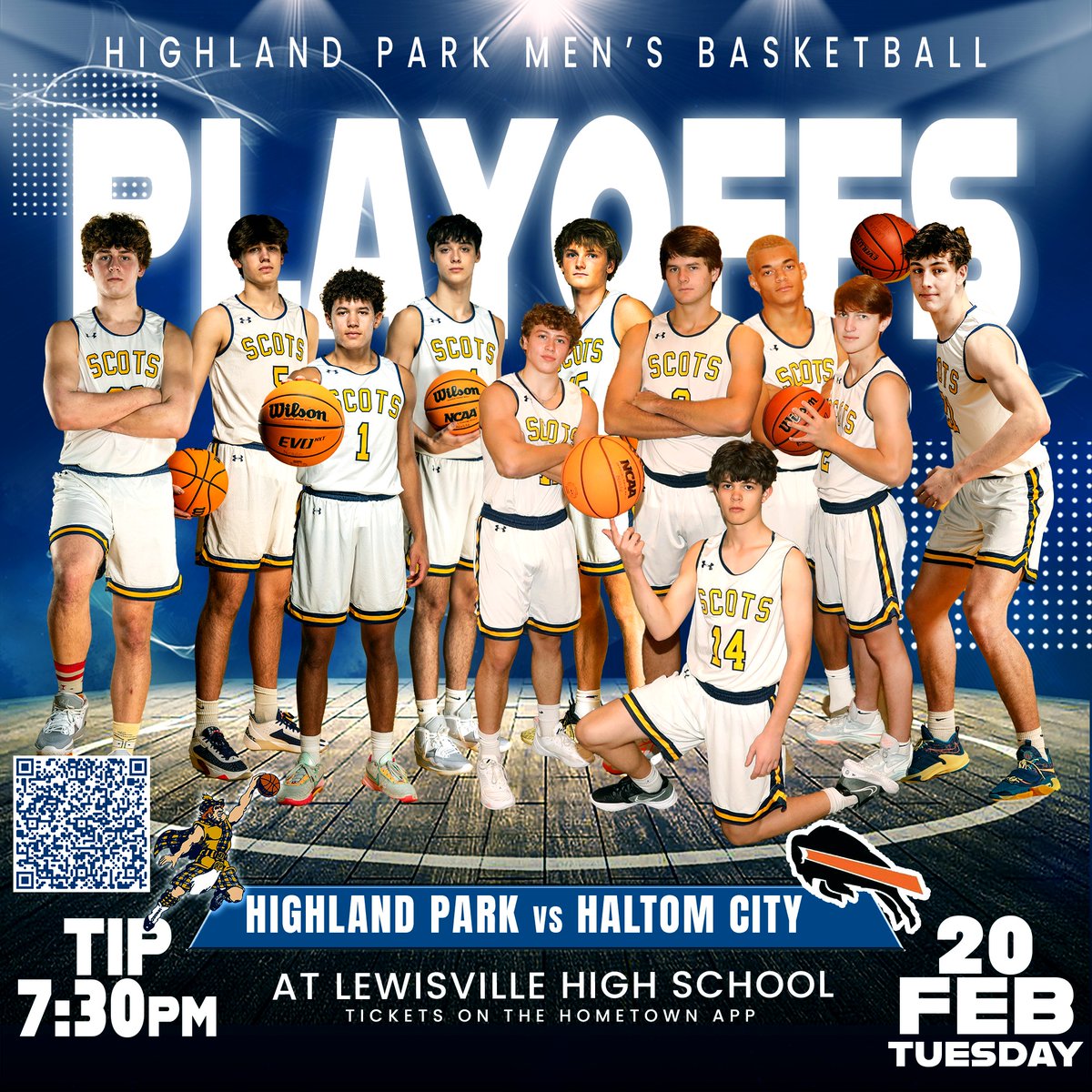 GAMEDAY! Round 1 UIL 6A playoff matchup tonight at 7:30pm at Lewisville High School. #2 seed district 7 HP Scots (25-9, 13-3 district) vs #3 seed district 8 Haltom Buffaloes (21-11, 10-4 district). This may be the best matchup of the 1st round of the 6A playoffs.