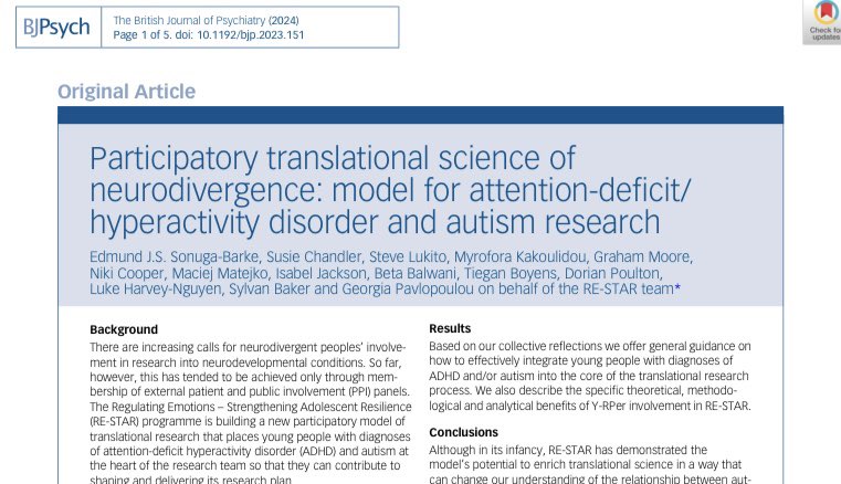 ExPAND Research Group @ King's College London š§ šø (@expandkcl) on Twitter photo Proud to share RE-STARās first paper, just out online in <a href="/TheBJPsych/">BJPsych Journals</a>, setting out RE-STARās participatory framework for the translational science of neurodivergence. Written with members of our Youth Researcher Panel.<a href="/JoPavlopoulou/">Dr Georgia Pavlopoulou</a> <a href="/lizardmandrb/">Dr Sylvan Baker</a>
cambridge.org/core/journals/⦠Proud to share RE-STARās first paper, just out online in <a href="/TheBJPsych/">BJPsych Journals</a>, setting out RE-STARās participatory framework for the translational science of neurodivergence. Written with members of our Youth Researcher Panel.<a href="/JoPavlopoulou/">Dr Georgia Pavlopoulou</a> <a href="/lizardmandrb/">Dr Sylvan Baker</a>
cambridge.org/core/journals/ā¦