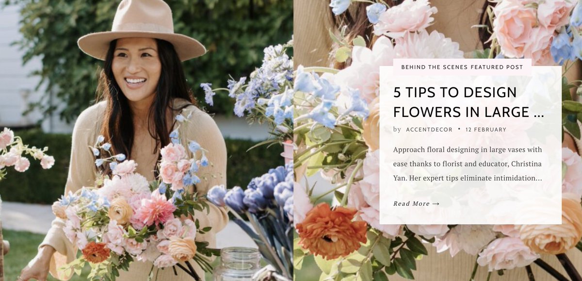 For fledgling florists or interior enthusiasts, dealing with large vases might seem daunting initially. We chatted with Bellevue Floral Co. who shared her top 5 tips for arranging flowers in large vases. 
Learn More: accentdecor.com/blog/2024/02/t…