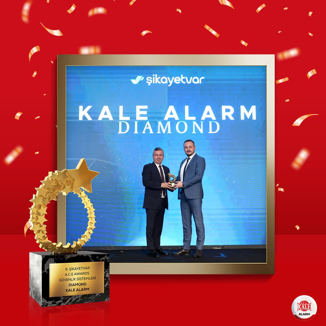 Şikayetvar A.C.E Awards Ödülleri’nde Güvenlik Sistemleri Kategorisinde “Mükemmel Müşteri Memnuniyeti Başarı Ödülü"nü Kale Alarm Grup Müdürü Kerem Özkan ve Satış Sonrası Hizmetler Müdürü Mehmet Çam aldı. 🏆