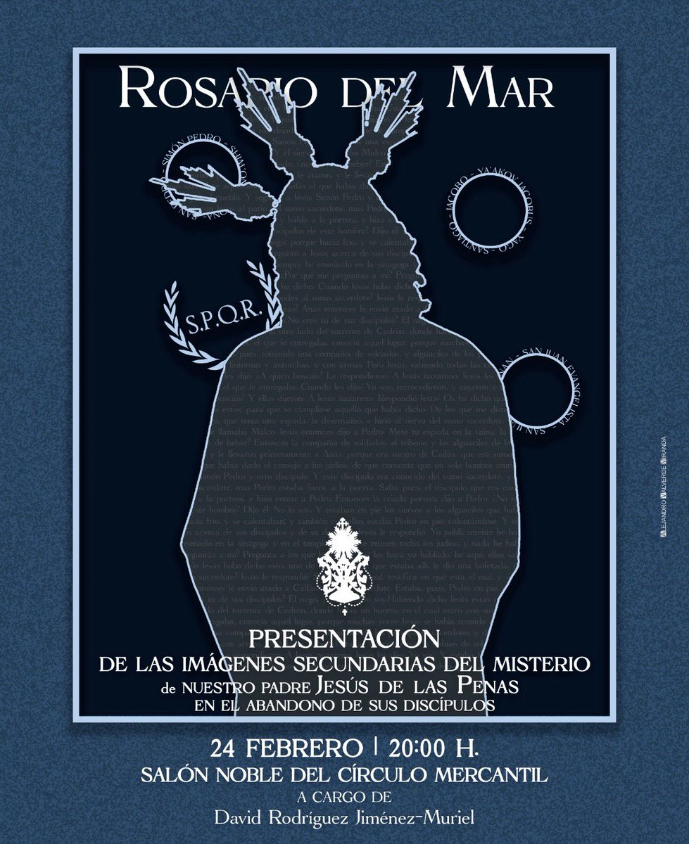 rosarioypenas's tweet photo. Anunciamos la presentación y bendición del misterio de Nuestro Padre Jesús de las Penas.

📅 24 de febrero | 20h

A las 19.30h precederá un pasacalles efectuado por la @BCTCarmenAlm 

📍Salón Noble del Círculo Mercantil (Paseo de Almería, 56)

Cartel realizado por @a_valverde_m https://t.co/vpLtL4t0nC