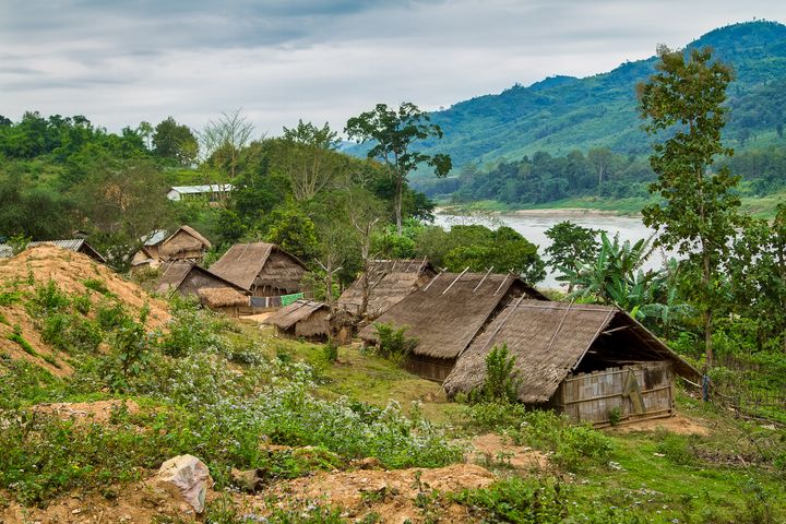 nethycurl's tweet photo. Art of the Day: "Tribal Village on the Mekong, Laos.". Buy at: https://t.co/wlEfl1vKEz https://t.co/6seeVq7LjF