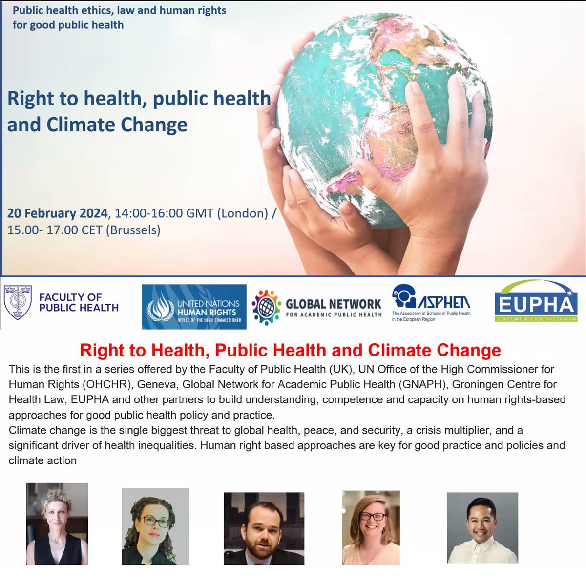 Grateful to the UK @FPH for inviting me to this important conversation on #ClimateChange #PublicHealth #RightToHealth & the role of law & litigation Keynote by @AE_Yamin followed by a conversation between lawyers & a #PlanetaryHealth doctor - that’s me! fph.org.uk/events-courses…