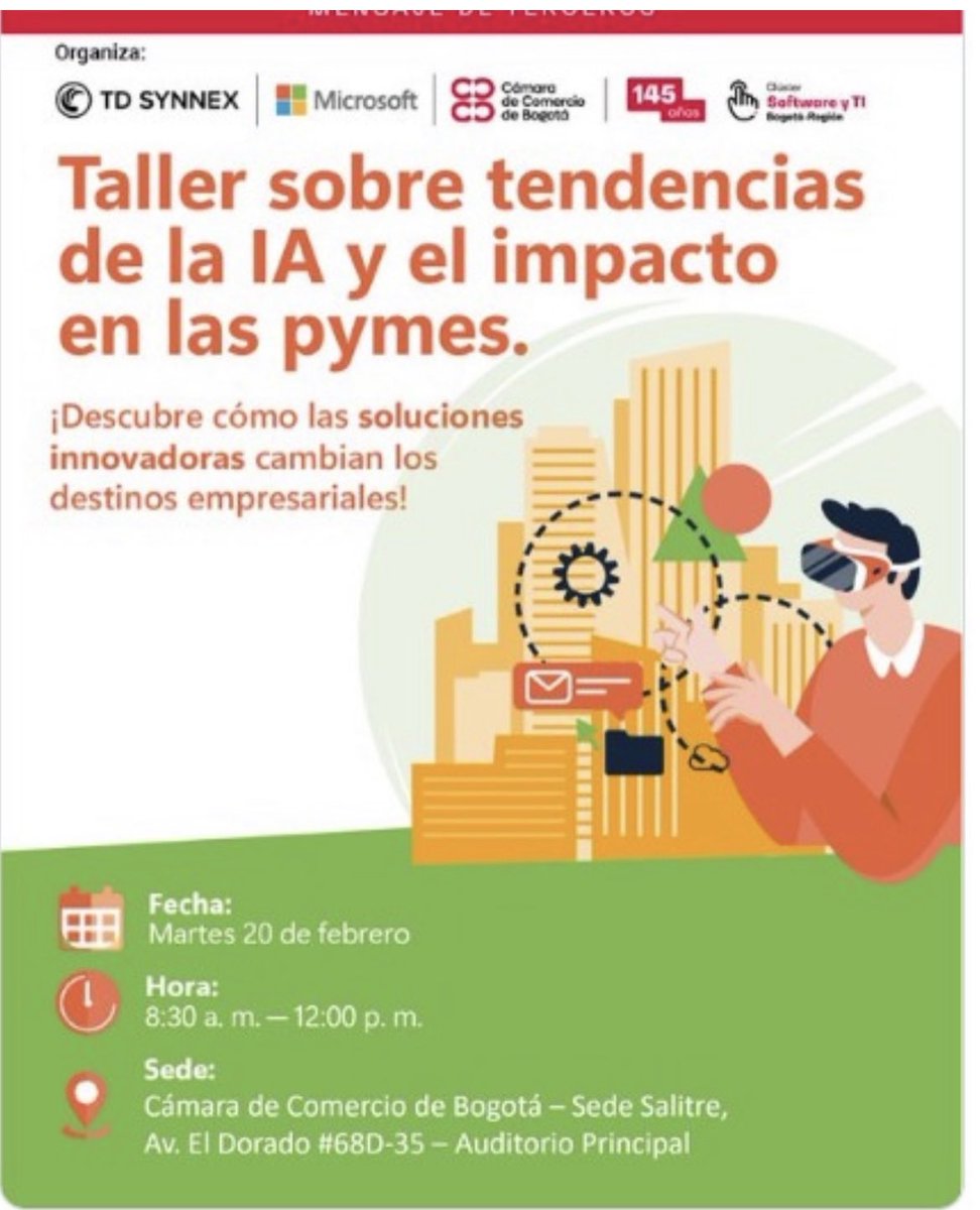 AndresCarboA's tweet image. @camaracomerbog  #ClusterSoftware en  la apertura al taller inmersivo de tendencias de la #InteligenciaArtificial y su impacto en las empresas con 300 asistentes. Co organizadores @MicrosoftLatam @TDSYNNEXLAC