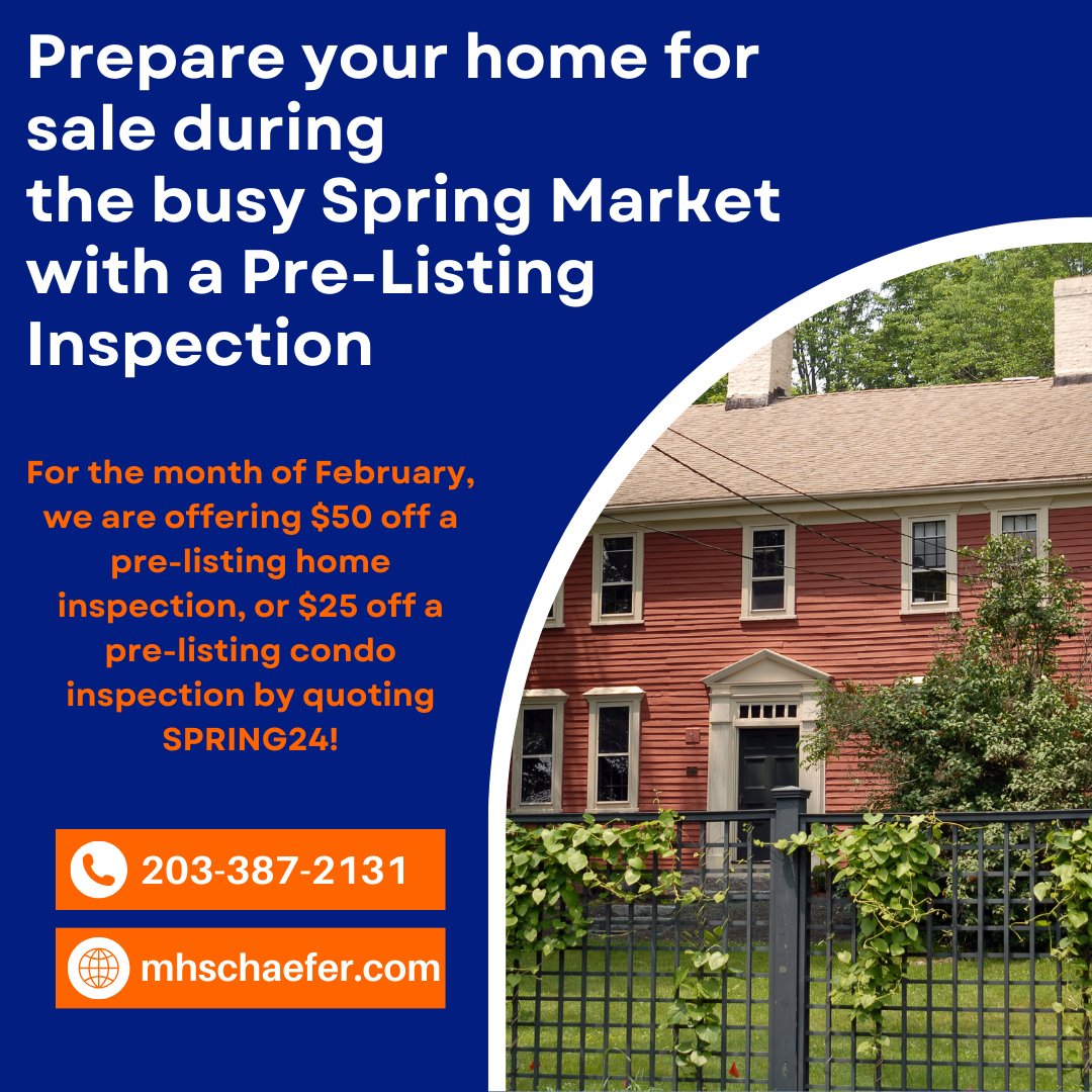 Only 2 weeks left to take advantage of this offer! Contact our office today to schedule or for more information! 
-
#prelisting #homeseller #springmarket #homeinspector #homebuyer #homeowner #homeinspection #cthomes #cthomeinspector #cthomeinspection #ctrealestate #ctrealtor