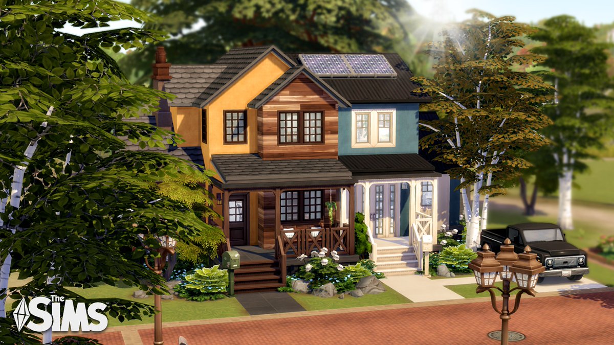michaelasimsyt's tweet photo. Brindleton Bay Townhouses 🌳
Two townhouses that look like one house for my #msyt4kshell, with the yellow for a family of 3 and the blue for 2 sims!

💛 Origin ID: michaelasimsyt
💛 Speed build: https://t.co/9kTKSp3hhI

#TheSims4 #ShowUsYourBuilds #SimsCreatorsCommunity @TheSims https://t.co/cLzCIq5Hft