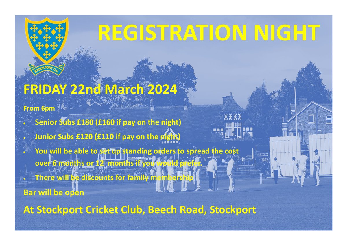 REGISTRATION NIGHT We are pleased to confirm Registration Night as 22nd March from 6pm. We look forward to seeing you there. @scc_juniors #cricketseason #beechroadoval