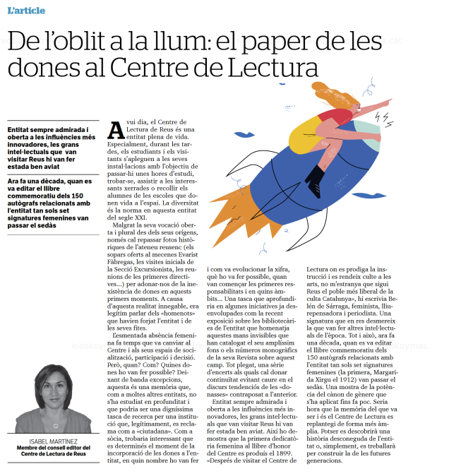 Ara fa un parell d'anys <a href="/centredelectura/">Centre de Lectura</a> #Reus em va convidar a fer una xerrada el #8M Fruit de la recerca d'aquell moment i de la meva opinió personal surt aquest article que avui publica <a href="/diaridtarragona/">Diari de Tarragona</a>  Gràcies per convidar-me a escriure aquesta tribuna <a href="/fmasdeu54/">fmasdeu54</a>