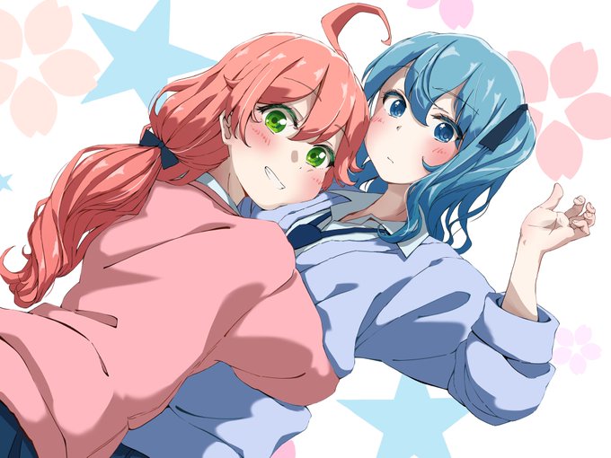 これは昨日描いた星街すいせいさんとさくらみこさん 