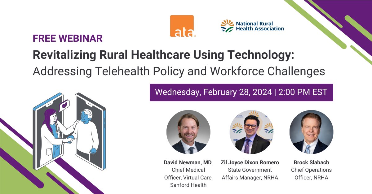 NRHA is cohosting a webinar with @AmericanTelemed at 1 p.m. CST Feb. 28 on the complexities behind rural hospital and clinic closures and how telehealth policies can be a game-changer. Learn more and register: americantelemed.zoom.us/webinar/regist… #ruralhealth