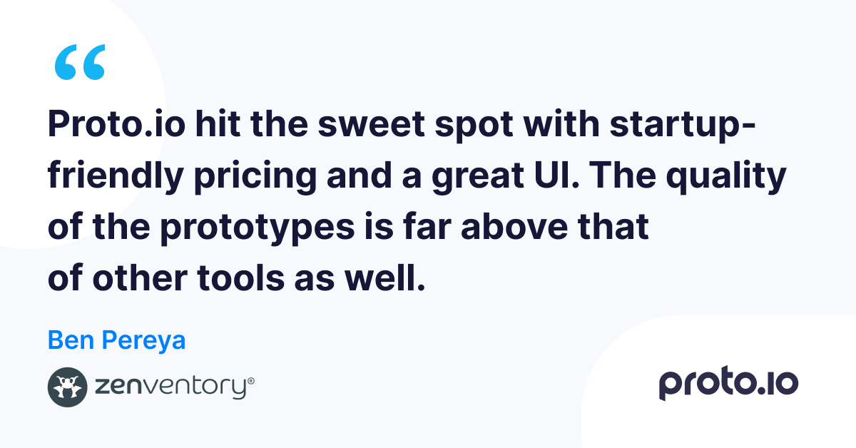 Positive feedback is what makes our day and keeps us going 🤩 Thank you, Ben, for the kind words and glad to hear that Proto.io is now @Zenventory's go-to #prototyping tool 🙌