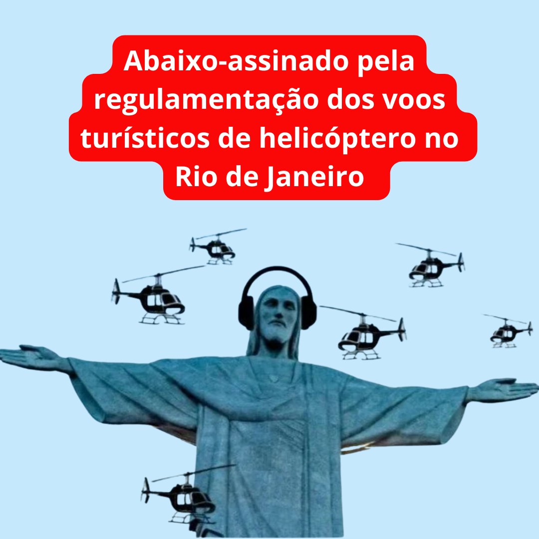 O Movimento Rio Livre de Helicópteros Sem Lei criou este abaixo-assinado para pedir pela regulamentação dos voos turísticos de helicóptero, ao Prefeito Eduardo Paes.⁠ Concorda ? Assine agora no link: change.org/HelicopterosSe…