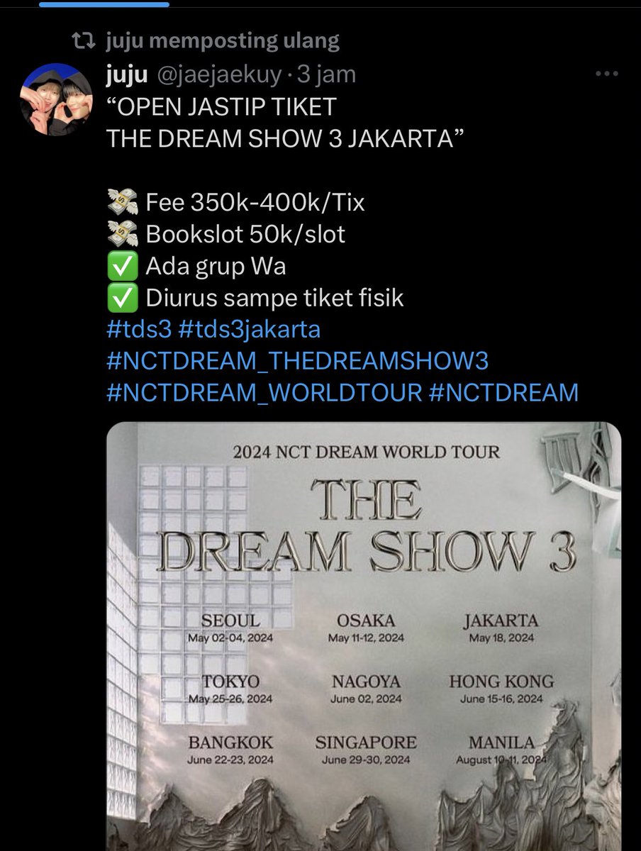 teman teman plis jangan panbuy yaa apalagi ticketing masi lama, soalnya ini dia yang scam ak pas the unity kemaren 🤬🤬
-semoga kita dijauhkan dari orang orang jahat tukang scam Aamiin