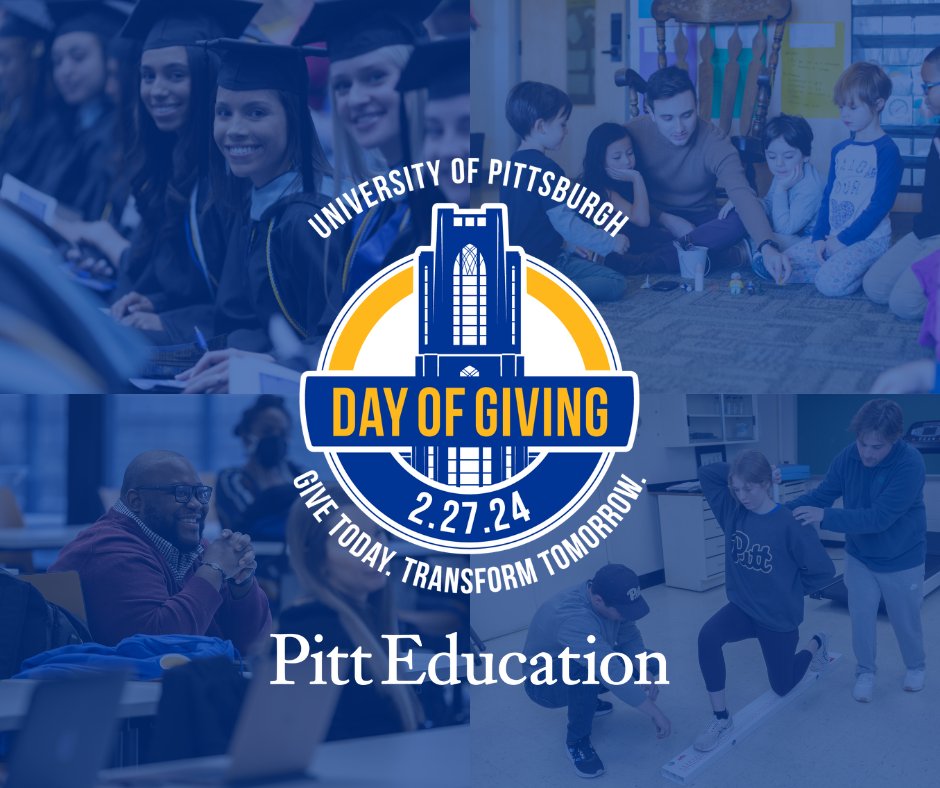 Just one more week until the 2024 #PittDayofGiving! 

Your donation to #PittEducation will help fund scholarships, invest in our Centers and Institutes, support our new Community College Research Fund, and more. 

Join us for #PDoG24 on Feb. 27: ow.ly/9wON50QFojJ