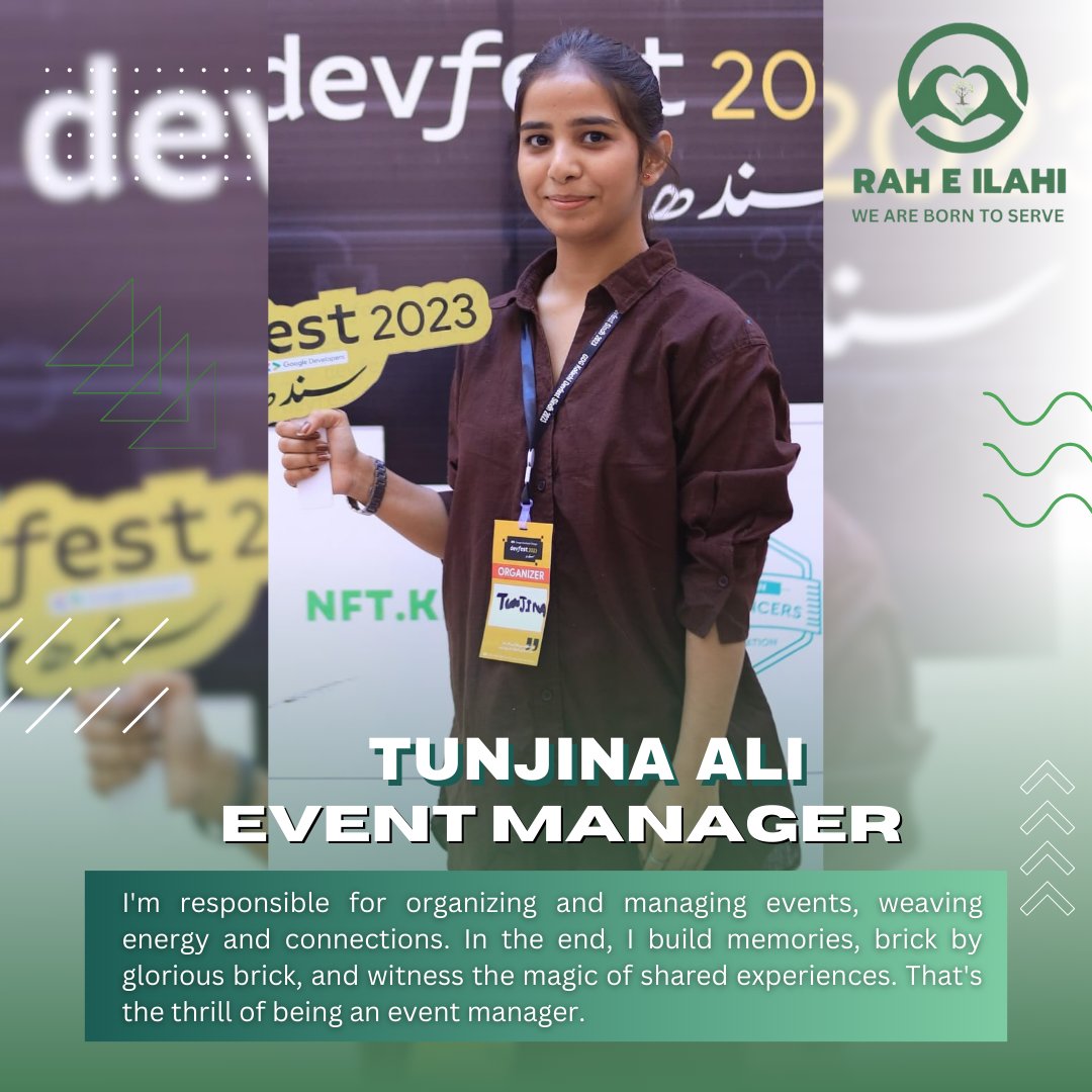 Meet Tunjina Ali ❤️, our stellar Event Manager at Rah e Ilahi! Her attention to detail and organizational prowess ensure flawless event execution every time. From corporate gatherings to product launches, she exceeds expectations with ease.🌟 #EventManagement #FlawlessExecution