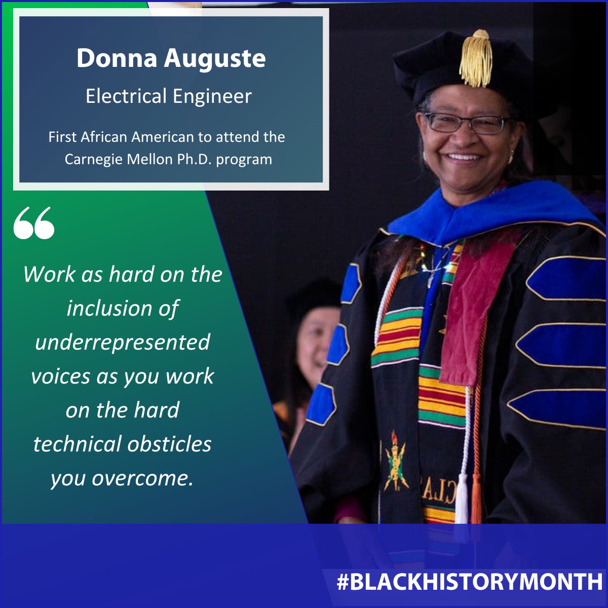 This Black History Month we are spotlighting Electrical Engineer and champion of social justice Donna Aguste. Donna is an advocate for diversity in STEM education and a voice for communities that are historically underrepresented in STEM fields.