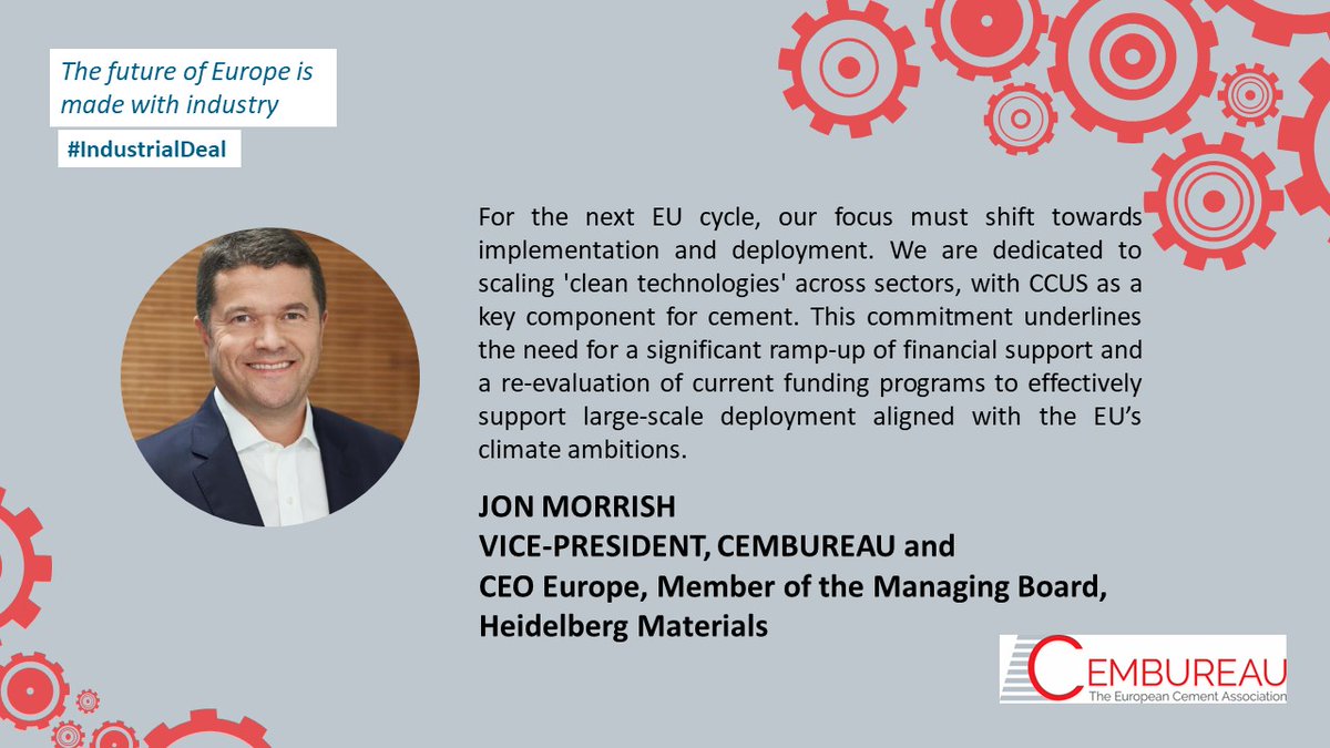 Cement_Europe's tweet photo. The #AntwerpDeclaration aims to revitalise Europe's industrial policy, push for investments, sustainability, and a competitive future. We highlight the need for EU to focus on clean tech like #CCUS in cement for the next cycle. #IndustrialDeal 
More on ➡️ https://t.co/5JqVu0dLmb https://t.co/hMMnakWvok