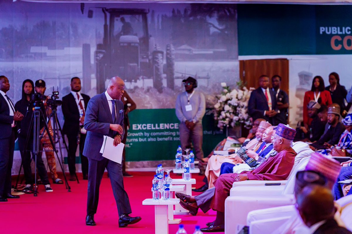 FinMinNigeria's tweet image. Today at the MOFI Public Wealth Management conference, HM Wale Edun acknowledged H.E. President Tinubu, represented by VP Kashim Shettima, alongside other dignitaries. The focus was on robust fiscal management to drive economic growth. #PWMC2024 🇳🇬