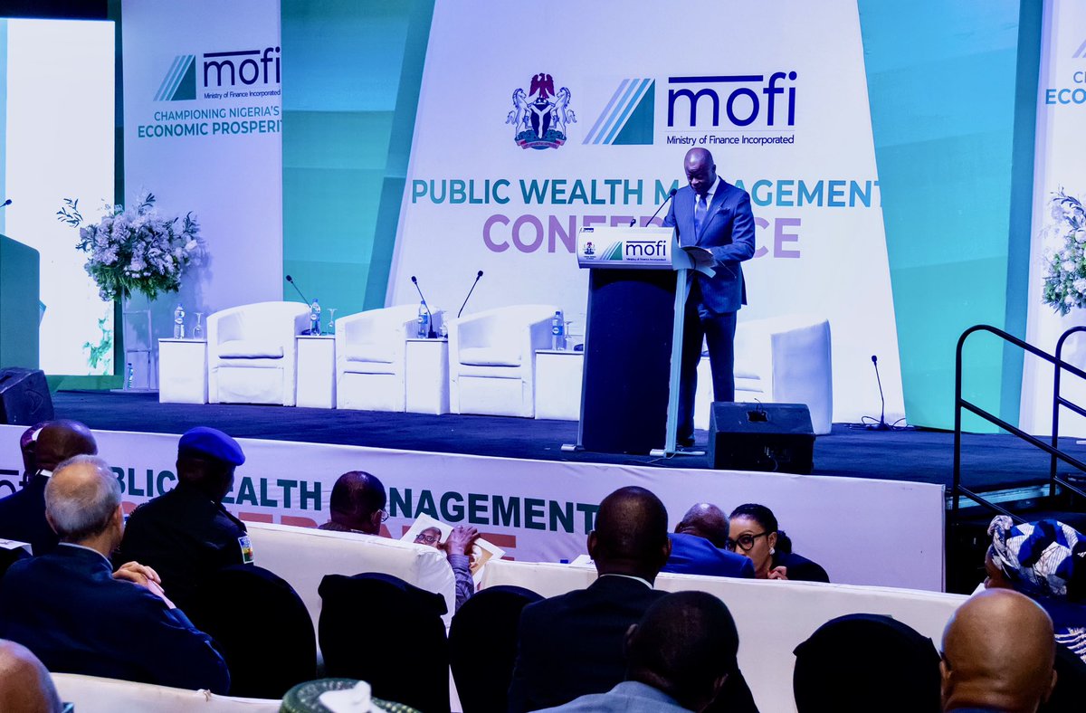 FinMinNigeria's tweet image. Today at the MOFI Public Wealth Management conference, HM Wale Edun acknowledged H.E. President Tinubu, represented by VP Kashim Shettima, alongside other dignitaries. The focus was on robust fiscal management to drive economic growth. #PWMC2024 🇳🇬
