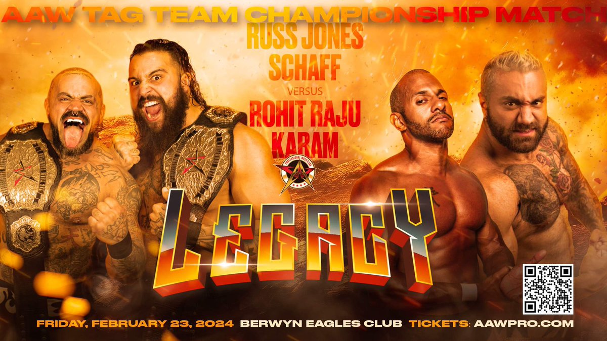 They’re Back!!! The Hustle and The Muscle, @TheRohitRaju and @karamizzat return to AAW this Friday to challenge @NewAgeRampage and #SCHAFF for the AAW Tag Team Championships. #AAW20 This Friday Berwyn Eagles Club Tickets aawpro.ticketleap.com Live on @HighspotsWN #AAW #WWE…