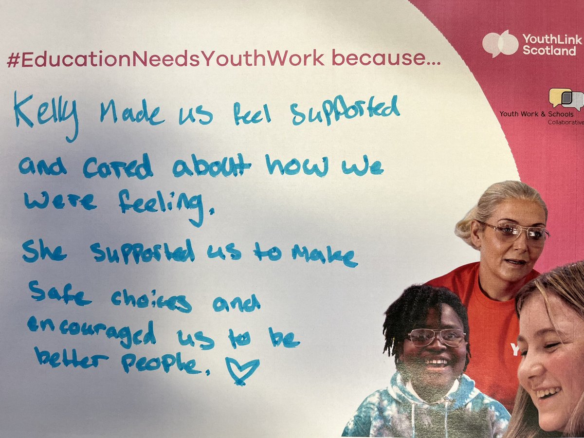 kellygovanhigh's tweet photo. Youth workers based in schools to improve young people’s lives by supporting mental health and wellbeing, building on social and emotional skills, to enable them to reach their full potential in their academic, personal and adult life @GovanHighSchool 
#EducationNeedsYouthWork https://t.co/8NGgCan7nM