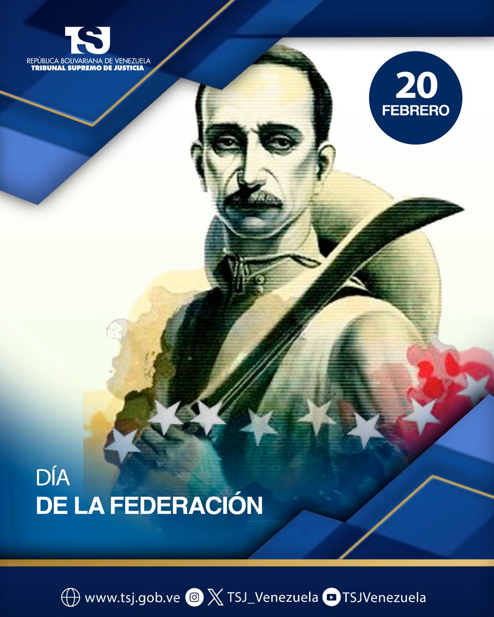 TSJ_Venezuela's tweet photo. El TSJ rememora el Día de la Federación en Venezuela, fecha que se suscitó por el estallido en la ciudad de Coro, de la denominada Guerra Federal, el 20 de febrero de 1859. En ella, Ezequiel Zamora y Juan Crisóstomo Falcón fueron los líderes abanderados del federalismo

#20Feb https://t.co/5wewJ7ooGz