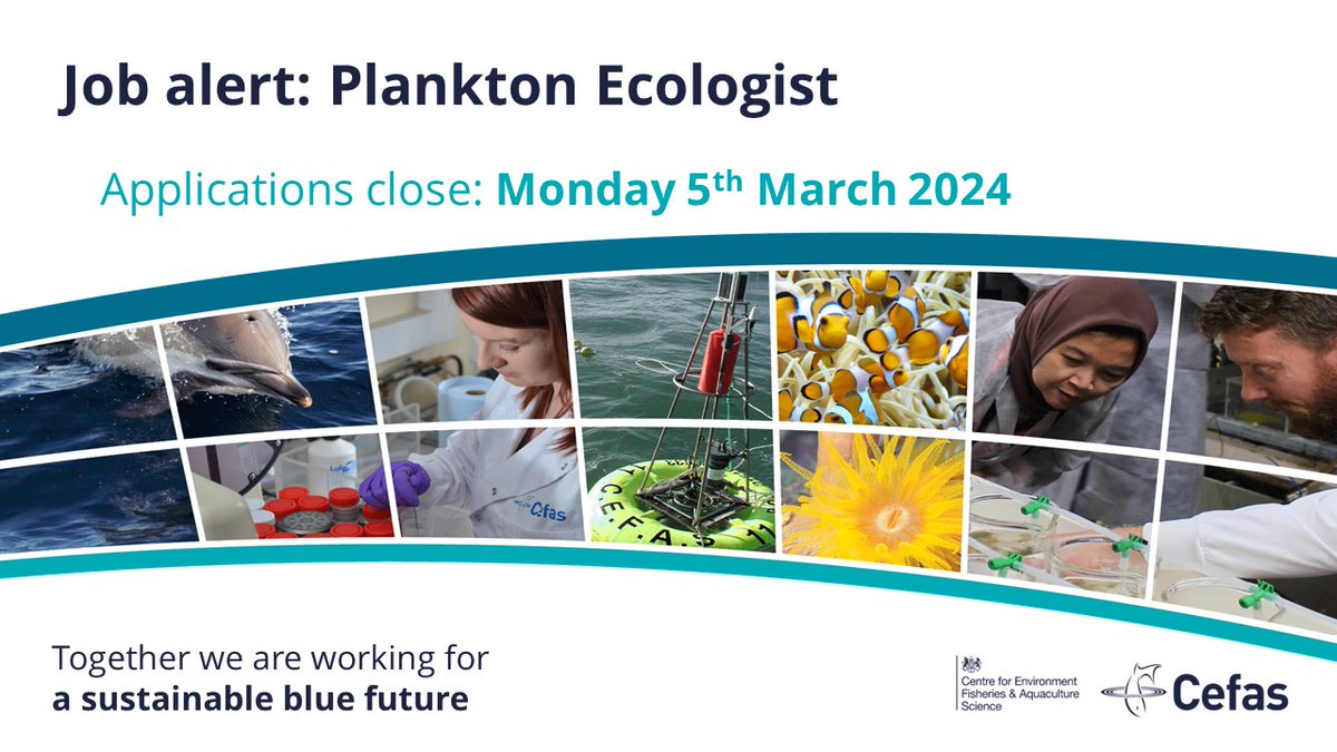 #WeAreRecruiting a Plankton Ecologist with expertise in the identification of phytoplankton using microscopy and image analysis, to support the development of these novel technologies and their application to pelagic science. Full details: bit.ly/3SNdRtN