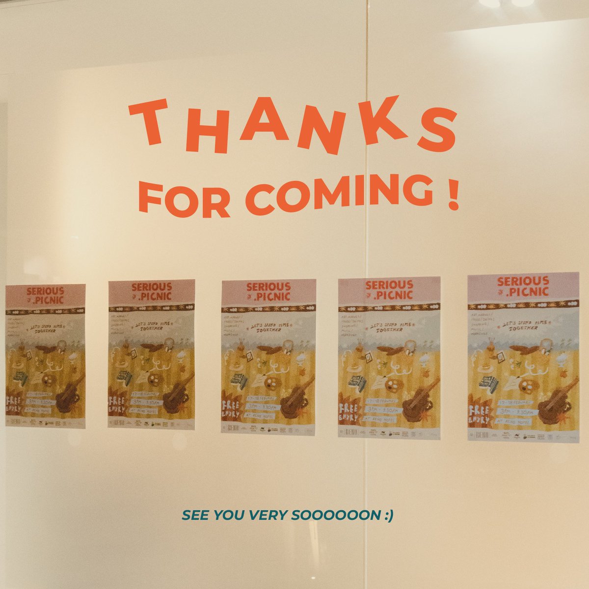 ทีม Serious Picnic ขอขอบคุณทุกท่านที่มาร่วมงานของเรา 🙏🏼💖 ไม่ว่าจะเป็น ร้านค้า ศิลปิน นักดนตรี สปอนเซอร์และผู้ร่วมงาน

หากมีข้อผิดพลาดประการใด ทางทีมต้องขออภัยมา ณ ที่นี้ เราจะนำทุกความเห็นไปพัฒนาให้งานครั้งต่อไปนะคะ

ขอบคุณที่เชื่อใจและไว้ใจพวกเรา 
แล้วเจอกันใหม่เร็วๆ นี้นะ 😊💖