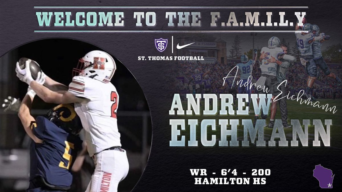 ✍️ 𝓢𝓲𝓰𝓷𝓮𝓭 ‼️ Welcome to @UofStThomasMN @AndrewEichmann2 @HHSChargerFB @HHSCoachGumm #Leg24y | #RollToms | #NSD24 🔗🔒✅