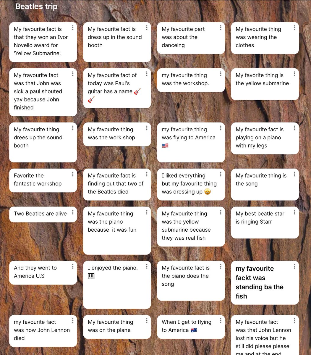 3D_stjohns's tweet photo. We finished the day using Padlet to tell everyone our favourite fact and part of our trip. Then, we read a book called ‘We Are The Beatles’ written by Zoe Tucker. #sjpscomputing https://t.co/H0FzteDxfD