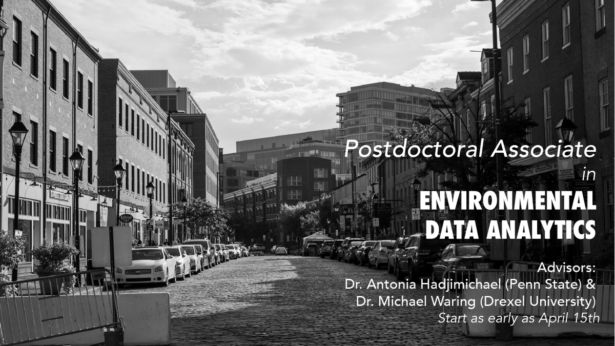 We're looking to hire an Environmental Data Analytics Postdoc to join our team at Penn State and closely collaborate with @WaringIAQ in a DOE-funded project, and other opportunities. 
For more information and to apply: psu.wd1.myworkdayjobs.com/PSU_Academic/j…
Please share with your networks!