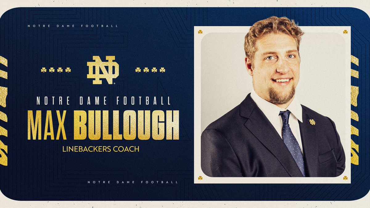 A job earned. He’s ready to keep rolling, @Bullough40 has been named Linebackers Coach ☘️ 🔗 bit.ly/42JNPw6 #GoIrish☘️