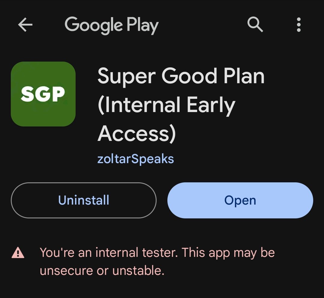 supergoodplan's tweet photo. We're up and running on the Google Play store and inviting people to join our testing programme today.

How's your day going?

#buildinpublic #financialwellness https://t.co/0JjrGDXCNa