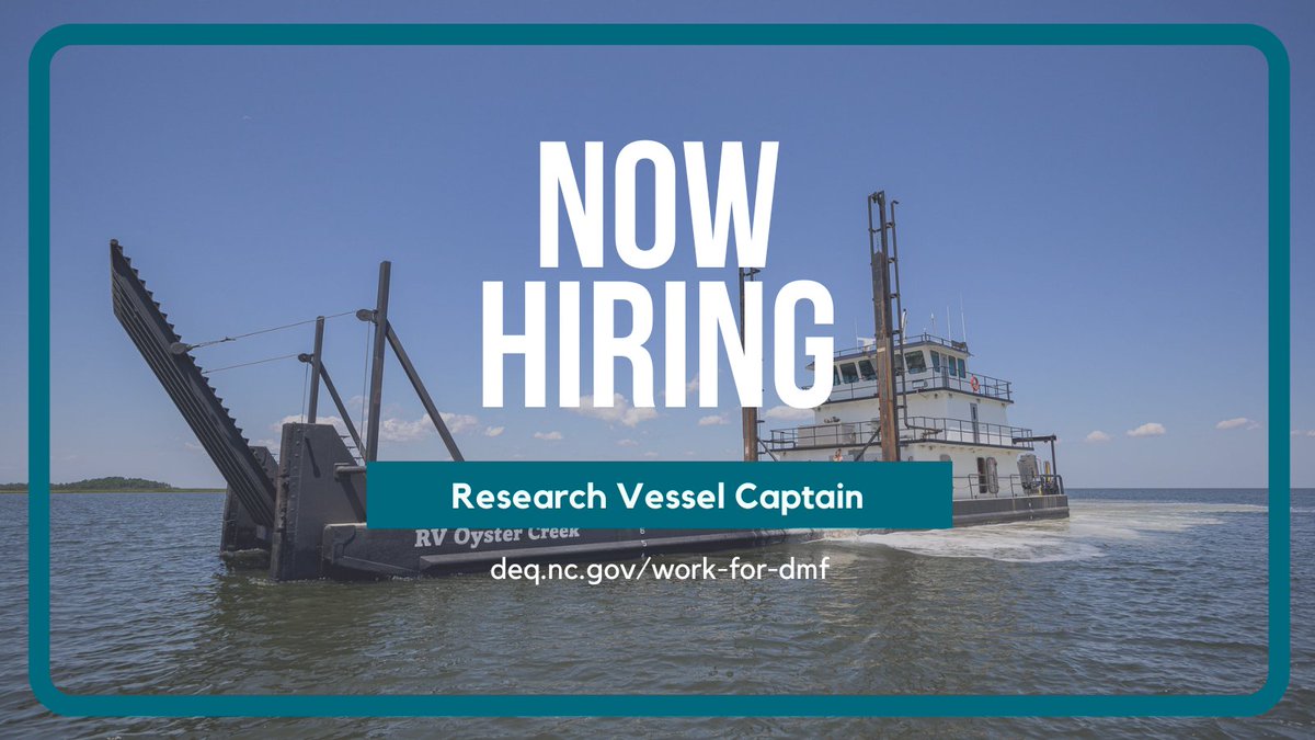 The Division is seeking a Research Vessel Captain in Manteo. Applications close 3/5/2024 5:00 PM. Learn more and apply: bit.ly/49E10Bd #work4nc #ncjobs #ncworks
