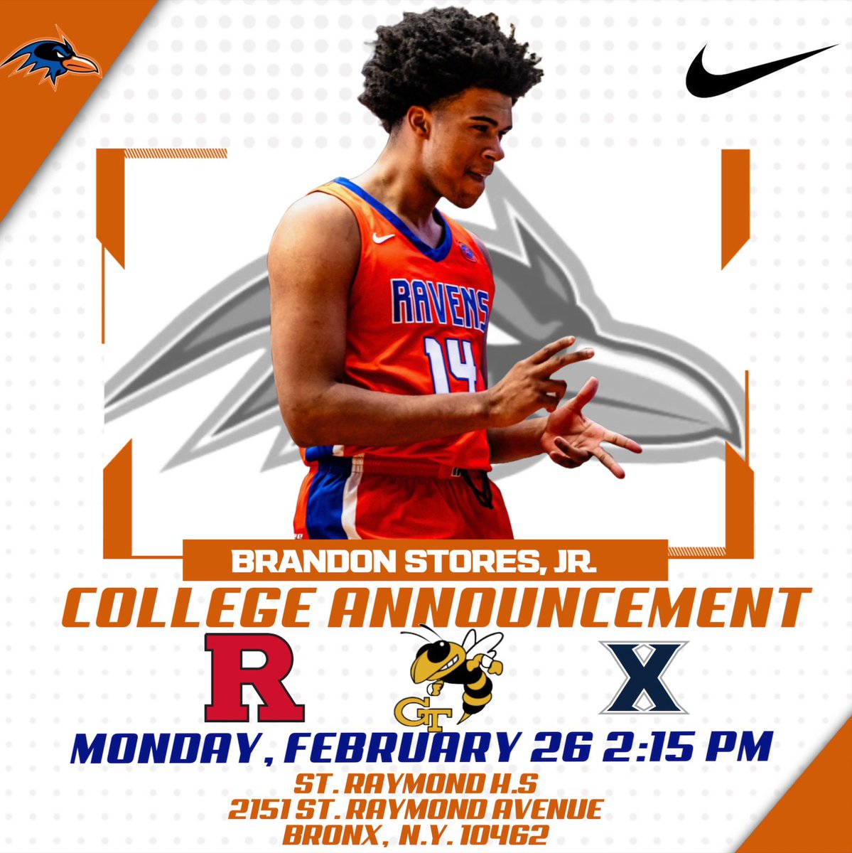 Jorge Lopez (@coachlopez12) on Twitter photo On Monday February 26 at 2:15 at St. Raymond High School for Boys, Junior Brandon Stores, Jr. will be announcing his college decision. We ask that all media wishing to attend email Coach Lopez at jlopez@straymondhighschool.org prior to 2/26. #straysbasketball #chsaa #nikeelite On Monday February 26 at 2:15 at St. Raymond High School for Boys, Junior Brandon Stores, Jr. will be announcing his college decision. We ask that all media wishing to attend email Coach Lopez at jlopez@straymondhighschool.org prior to 2/26. #straysbasketball #chsaa #nikeelite