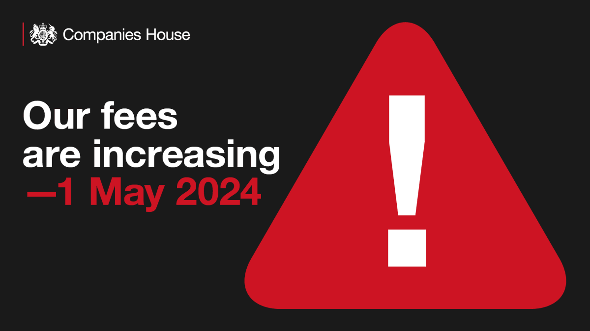 ❗Some of our fees are increasing from 1 May 2024. We review our fees every year to make sure they’re set at the right level. Our fees must cover the cost of our services. Find out more about the fee changes: gov.uk/government/new…