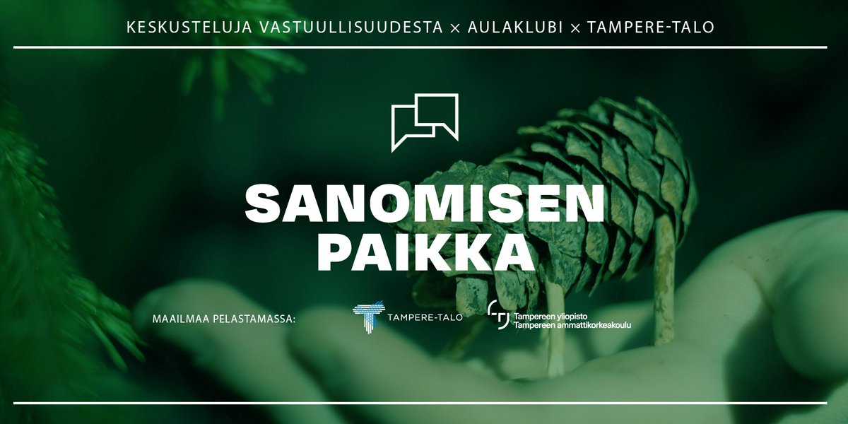 🌍 Sanomisen paikka - Yleisötapahtumat ja vastuullisuus 🌍 Kaikille avoin ja ilmainen keskustelutilaisuus alkaa Tampere-talon pääaulan Aulaklubilla ti 21.2. klo 17.30. 🌱 Lue lisää tapahtumasta: tampere-talo.fi/tapahtuma/sano… @TAMK_UAS @TampereUni