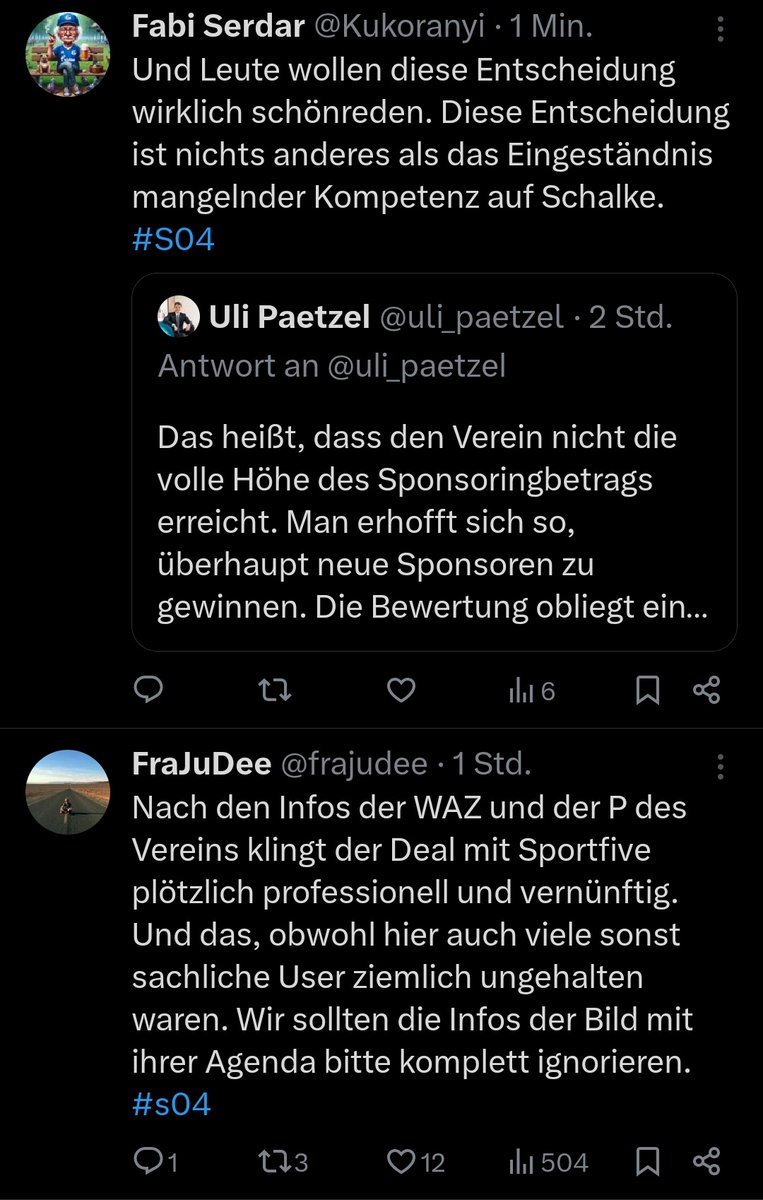 kumpel0494's tweet photo. Keeer meine Timeline in einem Symbolbild erklärt. Ich bin hin- und hergerissen. #S04 #Sportfive https://t.co/TGxmL6WesO